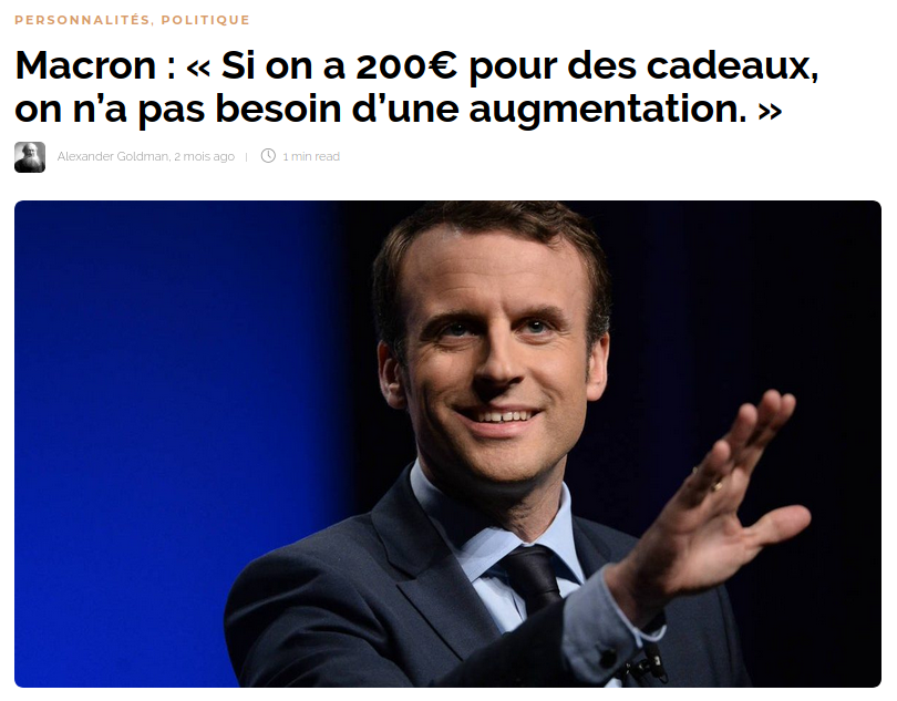 Article de presse sur Emmanuel Macron